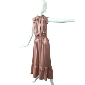 Knox Rose Womens Size XXL Flowy Satin Midi Tank Dress Coquette Dainty Tiered Hem